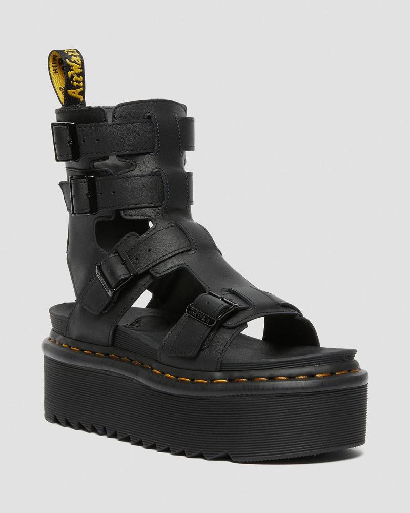 Sandalias De Gladiador Dr Martens Giavanna Cuero Plataforma Mujer Negros | MX 491HAP